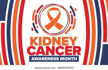 Kidney Cancer Awareness Month. Celebrate annual in March. Control and protection. Prevention campaign. Medical healthcare concept. Poster with ribbon. Banner and background. Vector illustration