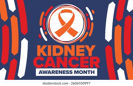 Kidney Cancer Awareness Month. Celebrate annual in March. Control and protection. Prevention campaign. Medical healthcare concept. Poster with ribbon. Banner and background. Vector illustration