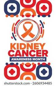 Kidney Cancer Awareness Month. Celebrate annual in March. Control and protection. Prevention campaign. Medical healthcare concept. Poster with ribbon. Banner and background. Vector illustration