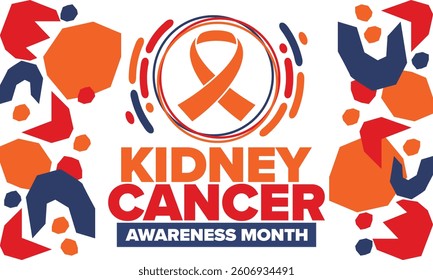 Kidney Cancer Awareness Month. Celebrate annual in March. Control and protection. Prevention campaign. Medical healthcare concept. Poster with ribbon. Banner and background. Vector illustration