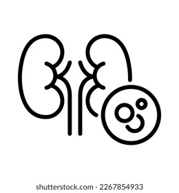 Kidney cancer icon. Outline style. Vector. Isolate on white background.