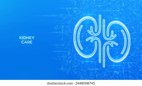 Kidney care. Kidneys icon. World kidney day. Treatment of kidneys diseases. Urology, nephrology clinic medical banner. Blue medical background made with cross shape symbol. Vector illustration.