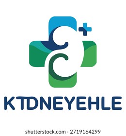 Diseño de la Plantilla del logotipo del Vector del cuidado del riñón que utiliza el color verde y azul conveniente para el concepto médico de la identidad y del bienestar del servicio de la salud de la marca del negocio