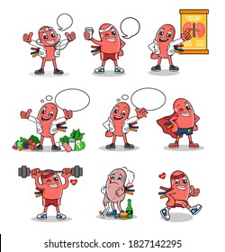 kidney cartoon characters pack for medical heath kidney replacement