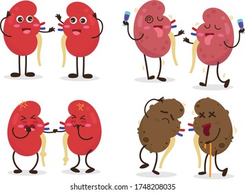 Kidney Cartoon süße lustige Set.