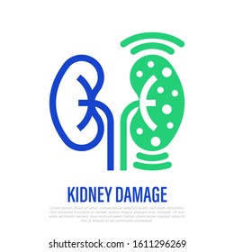 Kidney damage thin line icon. Healthcare and medical vector illustration.