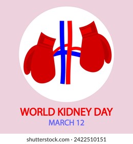 Kidney day world boxing gloves concept, vector art illustration.