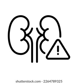 Kidney Disease Icon. Outline style. Vector. Isolate on white background.