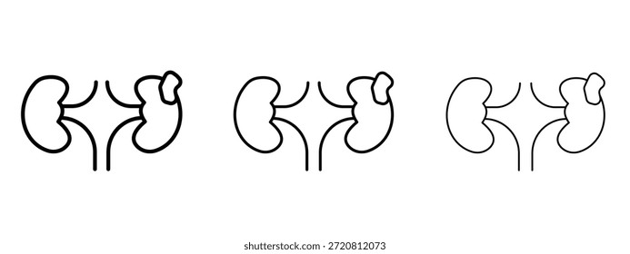 Kidney disease icon thin line symbol on white background, editable stroke vector illustration
