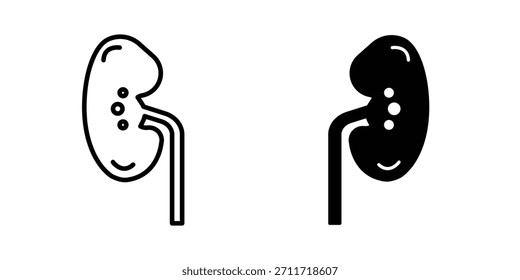 Ícone de doença renal em estilo fino linear e plano. conjunto de sinais e símbolos