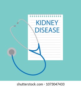 Kidney disease written in notebook- vector illustration