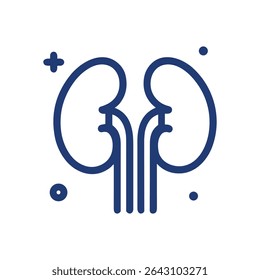 Kidney drawing with plus sign dots. Icon symbol illustration