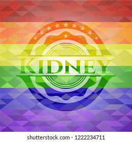 Kidney emblem on mosaic background with the colors of the LGBT flag