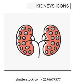 Kidney failure color icon. Internal organs stop working. Acute or severe kidney failure.Healthcare concept.Isolated vector illustration