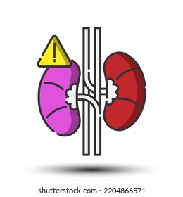 Kidney filled line icon, part of body and healtcare concept 128x128 pixel perfect icon, on the white background for website UI media, mobile application, poster design