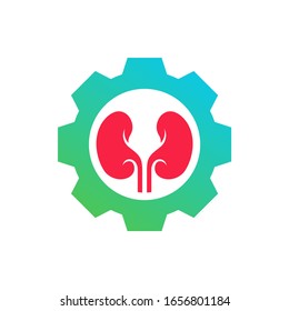 Kidney with Gear Logo Design Inspiration Template vector