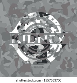 Kidney grey camouflaged emblem. Vector Illustration.