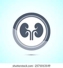 Kidney icon design illustration. Human organ icon, Kidney care logo symbol. Gray color button design