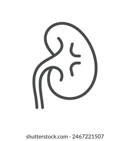 Kidney Icon. Isolated Line Illustration of Human Kidney, Representing Nephrology, Renal Health, and Urinary System. Perfect for Medical and Healthcare Applications.