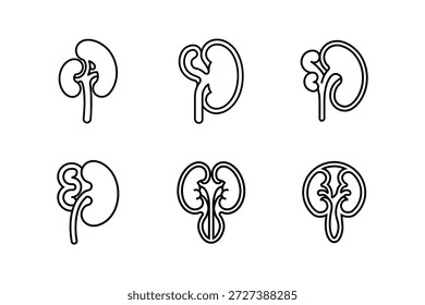 Ilustración vectorial aislada del arte de la línea del icono del riñón