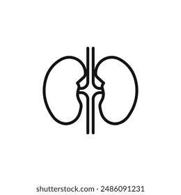 símbolo del logotipo del icono del riñón contorno del Vector