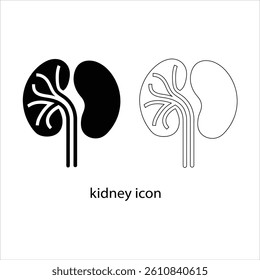  Kidney Icon in Outline and Solid Style