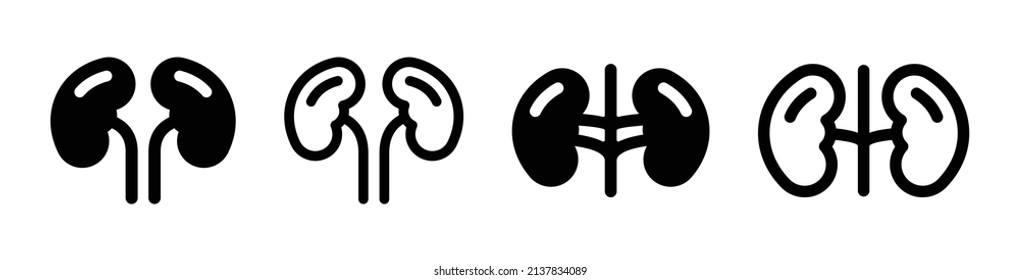 Kidney icon set in black design. Vector illustration