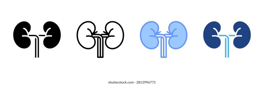 Kidney icon set multiple style collection