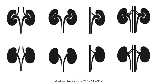 Conjunto de iconos de riñón. Ilustración vectorial aislada sobre fondo blanco.