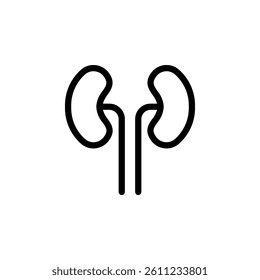 kidney icon in simple design. Depicts human kidneys and ureters. Suitable for medical, healthcare, anatomical