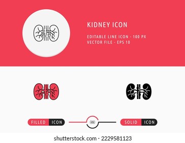 Kidney icon vector illustration. Renal Urology symbol on isolated background for ui mobile app, web design, and presentation.