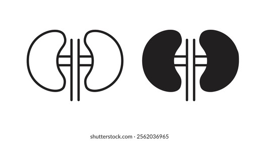 Kidney icons in flat and line style set.