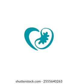 Kidney Liver in Heart Love Symbol, Health and Medical Care Logo Design Vector