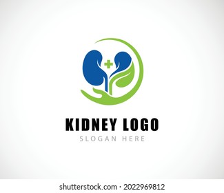 kidney logo creative concept hand care health medical solution doctor nature