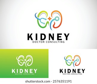 kidney logo creative design concept health medical doctor clinic icon plus