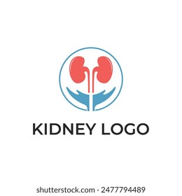 kidney logo design concept with hand and label circle