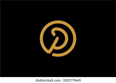 Vector de diseño del logo del riñón. Símbolo abstracto de la línea P de la letra. Monograma P en el icono del vector circular. Signo de atención médica.