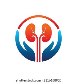 kidney logo with hand concept