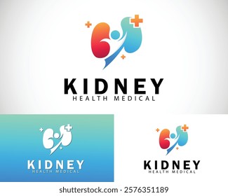 Kidney logo idea concept health people plus icon medical clinic