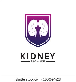 Logotipo del riñón, logotipo del vector de protección del riñón diseño cuidado de la salud e icono médico