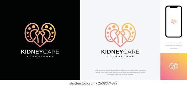 Kidney love logo design. Kidney internal organ logo design vector icon	