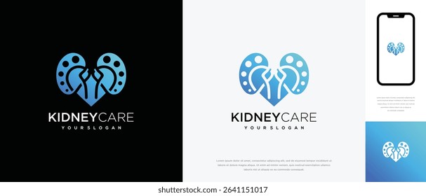 Kidney love logo design. Kidney internal organ logo design vector icon	