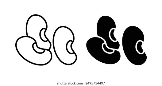 Kidney plant bean vector icon set in black color.