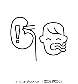 Kidney Problem, Symptoms, Bad Breath, Line Editable Icons For Web Design