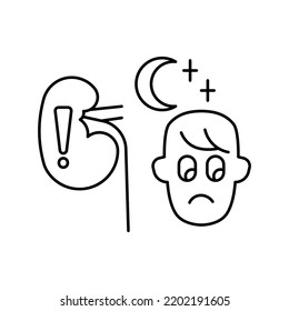 kidney problem, Symptoms, insomnia, line editable icons for web design