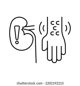 Nierenproblem, Symptome, Juckreiz, Ikonen mit Zeilenedikation für Webdesign