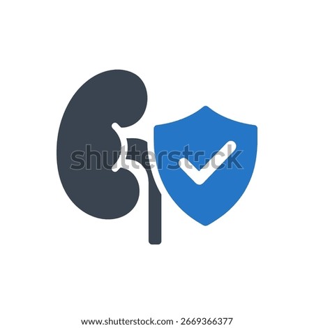 Kidney Protection Shield Icon Isolated On White Background