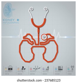 Kidney Shape Stethoscope Health And Medical Infographic Design Template