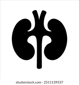 Diseño de la Ilustración vectorial de la silueta del riñón en el fondo blanco.