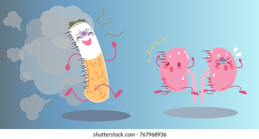 kidney with smoke problem on the blue backgrounds